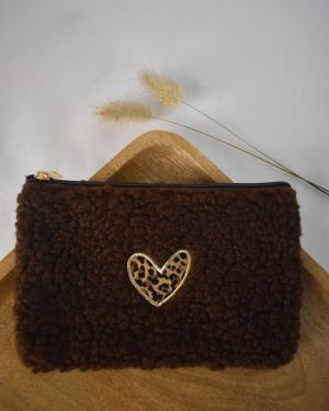 Pochette Cœur léopard